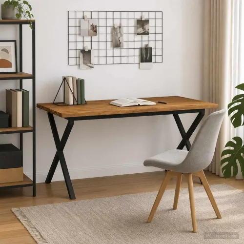 Stol za blagovanje s prirodnim rubom 160 x 80 x 75 cm - Prirodna i crna 160 x 80 x 75 cm Živi rub Cijena