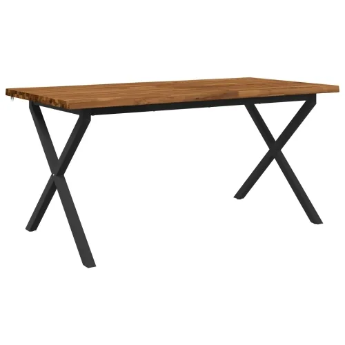 Stol za blagovanje s prirodnim rubom 160 x 80 x 75 cm - Prirodna i crna 160 x 80 x 75 cm Živi rub Cijena