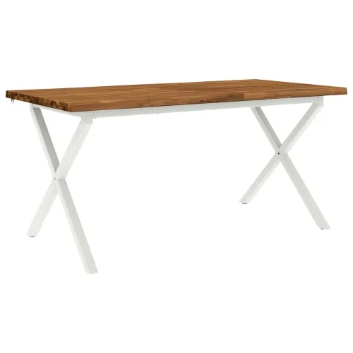 Stol za blagovanje s prirodnim rubom 160 x 80 x 75 cm - Prirodna i bijela 160 x 80 x 75 cm Živi rub Cijena