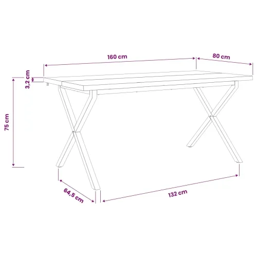 Stol za blagovanje s prirodnim rubom 160 x 80 x 75 cm - Prirodna i bijela 160 x 80 x 75 cm Živi rub Cijena