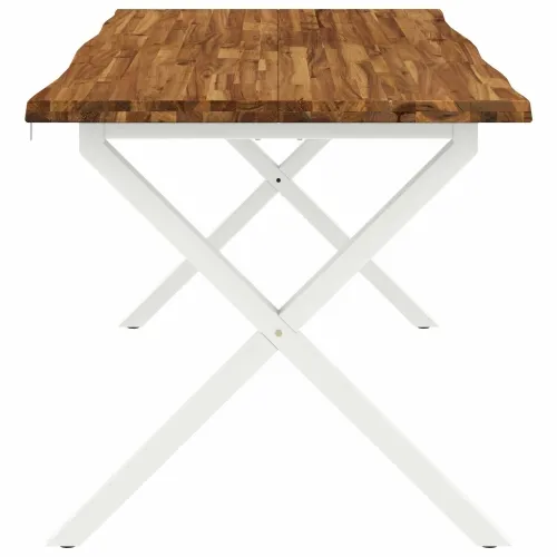 Stol za blagovanje s prirodnim rubom 160 x 80 x 75 cm - Prirodna i bijela 160 x 80 x 75 cm Živi rub Cijena