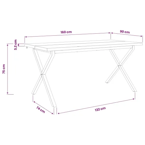 Stol za blagovanje s prirodnim rubom 160 x 90 x 75 cm - Prirodna i bijela 160 x 90 x 75 cm Živi rub Cijena