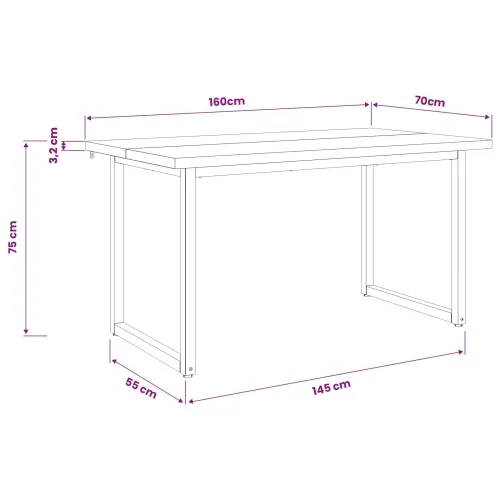 Kvadratni blagovaonski stol 160 x 70 x 75 cm Prirodna - Prirodna i bijela 160 x 70 x 75 cm Četvrtasto Cijena
