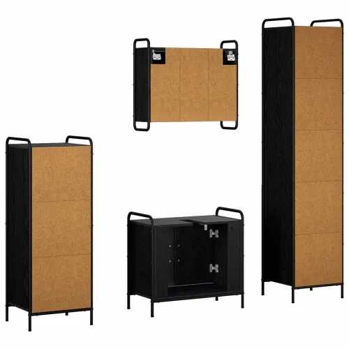 Set ormarića za kupaonicu 4 kom. Crni hrast 40 x 36 x 181 cm - Crni hrast Ormarić ispod sudopera (2 vrata) + viseći ormarić + ku Cijena