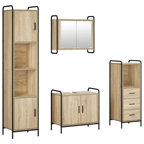Set ormarića za kupaonicu 4 kom. Hrast sonoma 40 x 36 x 181 cm - Hrast sonoma Ormarić ispod sudopera (2 vrata) + viseći ormarić  Cijena