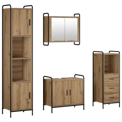 Set ormarića za kupaonicu 4 kom. Hrast artisan 40 x 36 x 181 cm - Hrast artisan Ormarić ispod sudopera (2 vrata) + viseći ormari Cijena