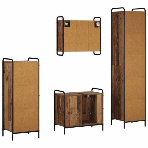 Set ormarića za kupaonicu 4 kom. Staro drvo 40 x 36 x 181 cm - Staro drvo Kupaonski ormarić (1 vrata i 1 polica) + viseći ormari Cijena