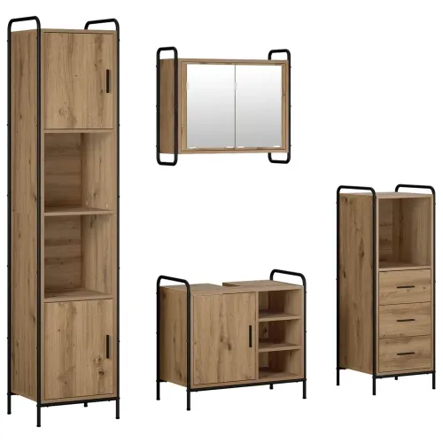 Set ormarića za kupaonicu 4 kom. Hrast artisan 40 x 36 x 181 cm - Hrast artisan Kupaonski ormarić (1 vrata i 1 polica) + viseći  Cijena