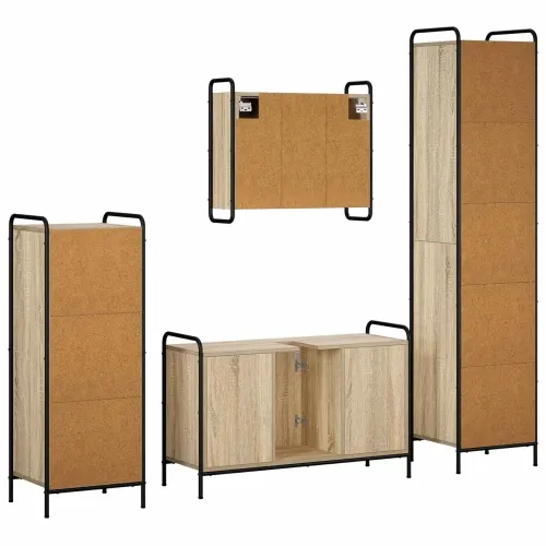 Set ormarića za kupaonicu 4 kom. Hrast sonoma 40 x 36 x 181 cm - Hrast sonoma Ormar ispod sudopera (1 vrata i 2 police) + viseći Cijena