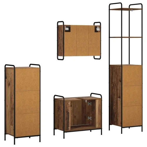 Set ormarića za kupaonicu 4 kom. Staro drvo 40 x 36 x 200,5 cm - Staro drvo Ormarić ispod sudopera (2 vrata) + viseći ormarić +  Cijena