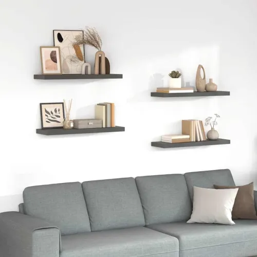 Plutajuće zidne police 4 kom sjajne sive 80 x 23,5 x 3,8 cm MDF - visoko sjajno siva 80 x 23.5 x 3.8 cm 4 1 Cijena