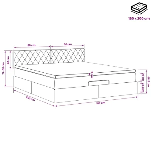 Podesivi krevet s madracem Tamnozelena 160 x 200 cm Baršun - Tamnozelena 160 x 200 cm Kristal s dugmadima Cijena