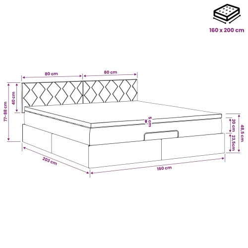 Podesivi krevet s madracem Tamnozelena 160 x 200 cm Baršun - Tamnozelena 160 x 200 cm Dizajn s rombovima Cijena