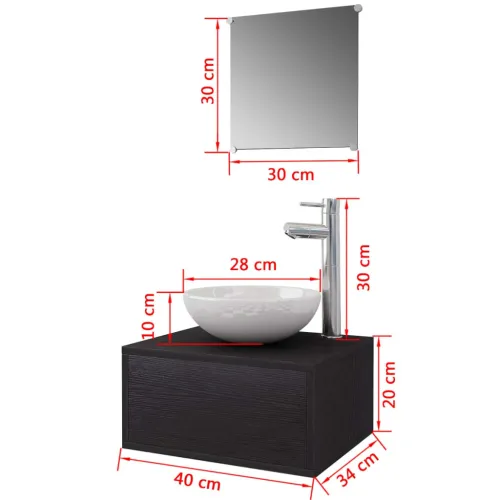4-dijelni set kupaonskog namještaja s Lavabo - Umivaonikom i slavinom crni - Crna Model 1 1 Crna Cijena