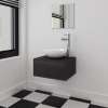 4-dijelni set kupaonskog namještaja s umivaonikom i slavinom crni