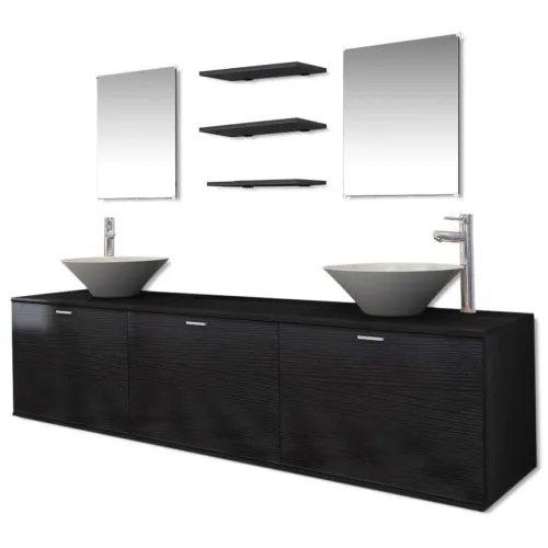 10-dijelni set kupaonskog namještaja, Lavabo - Umivaonika i slavine crni - Crna Model 4 1 Crna Cijena