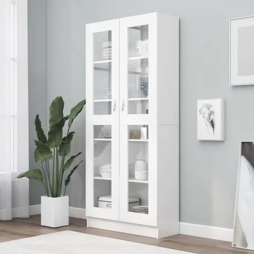 Vitrina bijela 82,5 x 30,5 x 185 cm konstruirano drvo - Bijela 1 185 cm Bijela Cijena