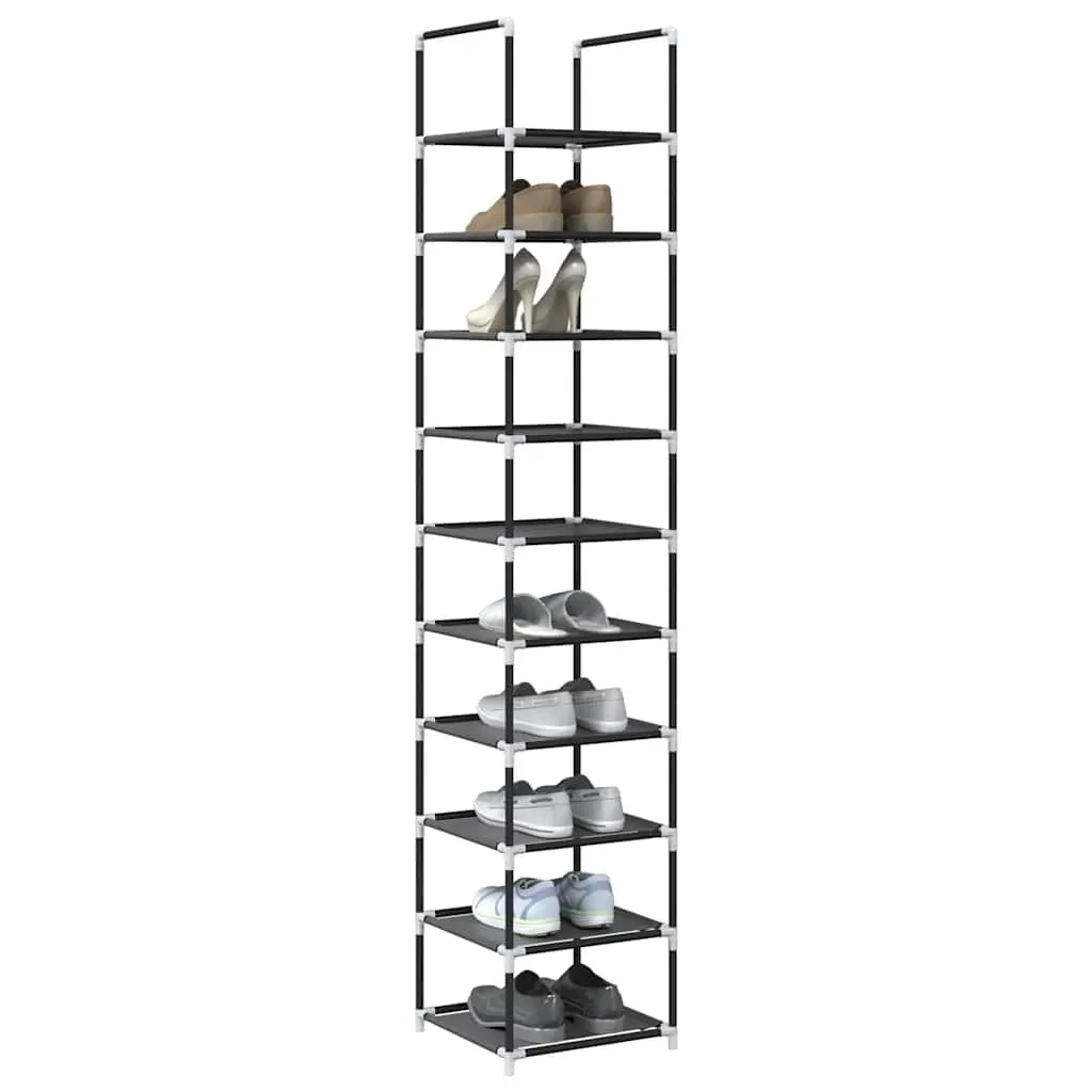 Stalak za cipele 10 razina crni 33x33x174 cm netkana tkanina - 1