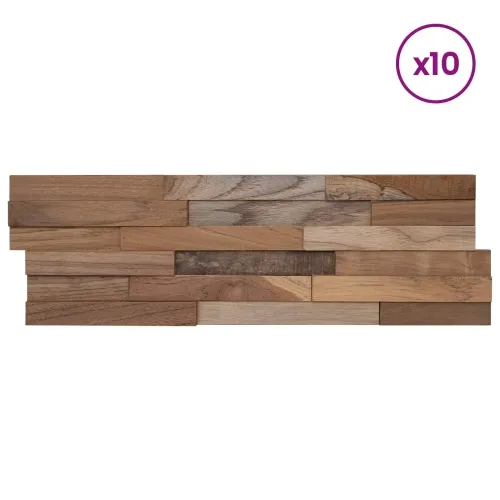 Zidne panele 10 kom. Prirodna 56 x 18 x 2 cm Čvrsto teak drvo Cijena