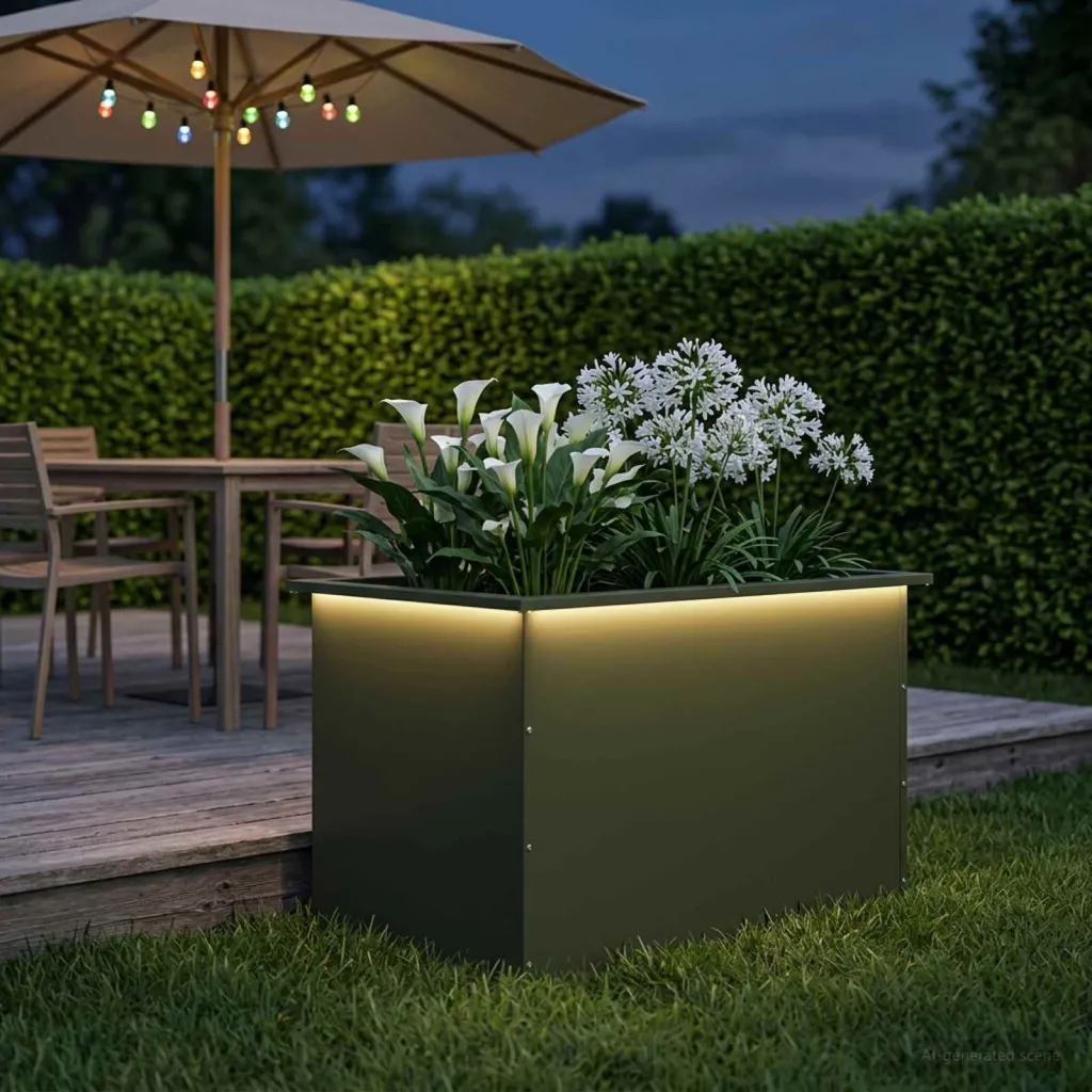Vrtna posuda za sadnju s LED svjetlom Maslinastozelena - Maslinastozelena 50 x 80 x 48 cm 1