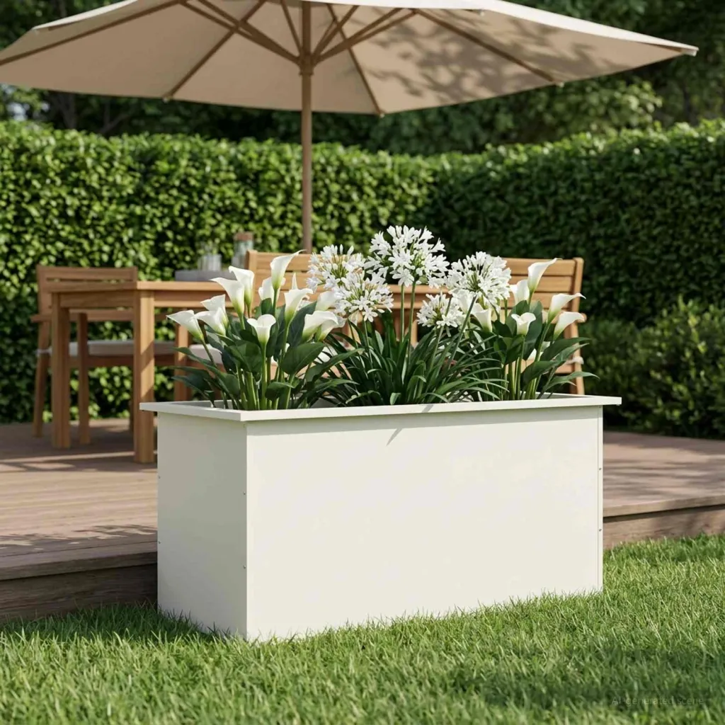 Vrtna posuda za sadnju s LED svjetlom Bijela 50 x 100 x 48 cm - Bijela 50 x 100 x 48 cm 1