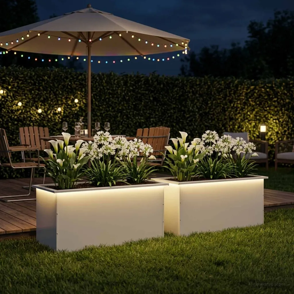 Vrtna posuda za sadnju s LED svjetlom 2 kom. Bijela - Bijela 50 x 100 x 48 cm 2