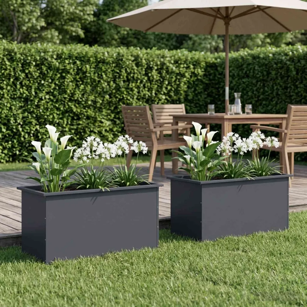 Vrtna posuda za sadnju s LED svjetlom 2 kom. Antracit - Antracit 50 x 100 x 48 cm 2