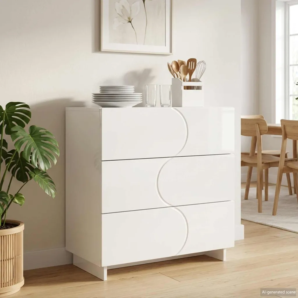 Komoda Bijela visokog sjaja 70 x 38 x 75 cm Konstruirano drvo - Bijela visokog sjaja