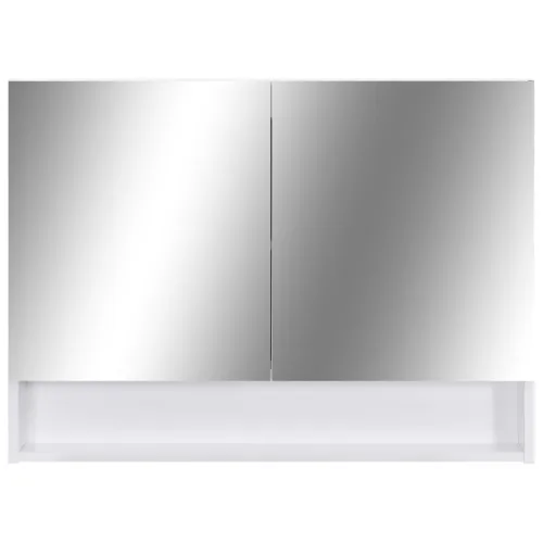 LED kupaonski ormarić s ogledalom bijeli 80 x 15 x 60 cm MDF - Bijela Cijena
