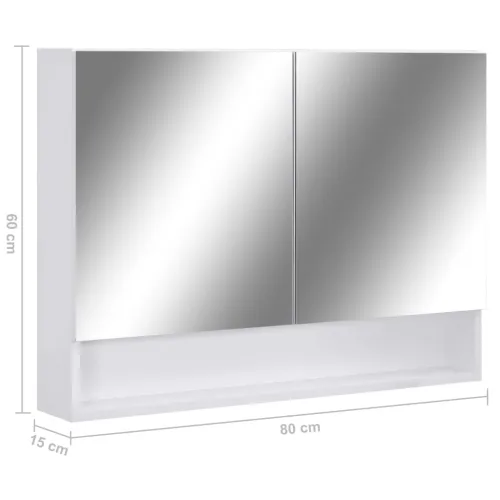 LED kupaonski ormarić s ogledalom bijeli 80 x 15 x 60 cm MDF - Bijela Cijena