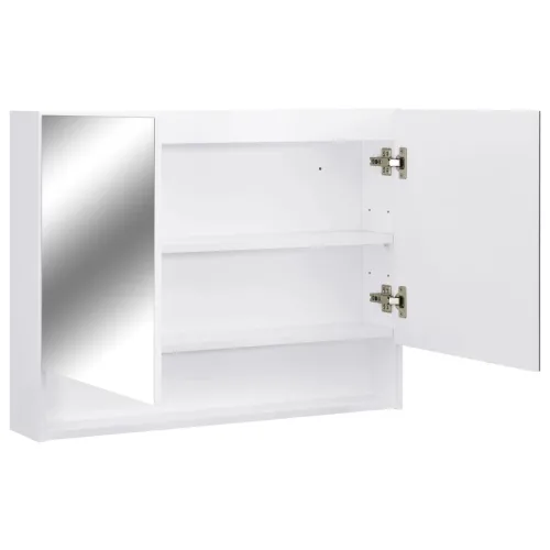 LED kupaonski ormarić s ogledalom bijeli 80 x 15 x 60 cm MDF - Bijela Cijena