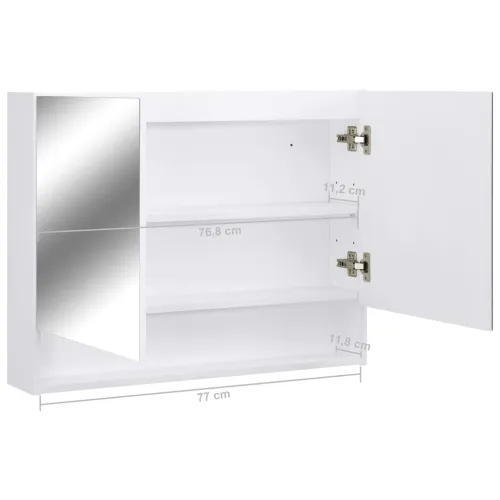 LED kupaonski ormarić s ogledalom bijeli 80 x 15 x 60 cm MDF - Bijela Cijena
