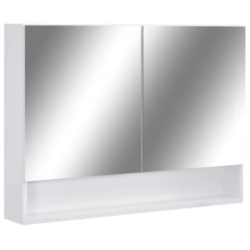 LED kupaonski ormarić s ogledalom bijeli 80 x 15 x 60 cm MDF - Bijela Cijena