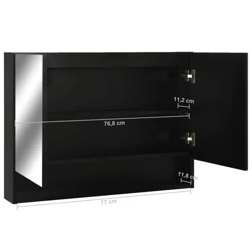 LED kupaonski ormarić s ogledalom crni 80 x 15 x 60 cm MDF - Crna 1 Cijena