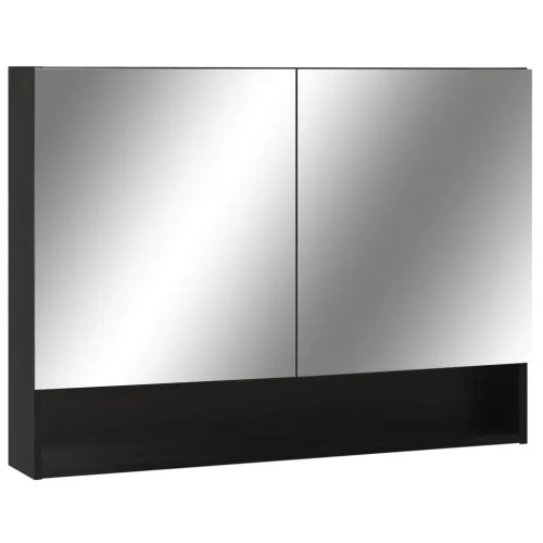 LED kupaonski ormarić s ogledalom crni 80 x 15 x 60 cm MDF - Crna 1 Cijena