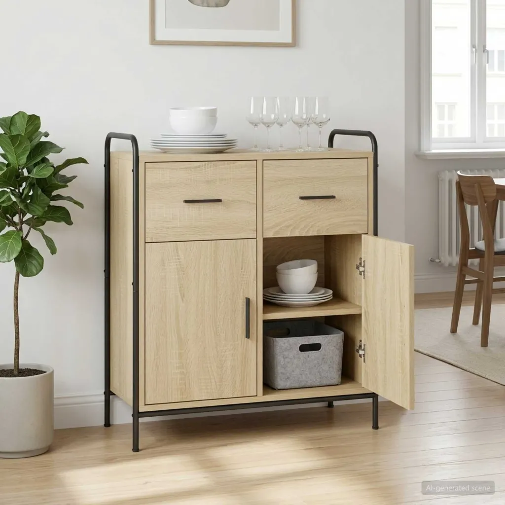 Kreveta Hrast sonoma 97 x 33 x 81 cm Konstruirano drvo - Hrast sonoma s 2 police 73 x 33 x 81 cm