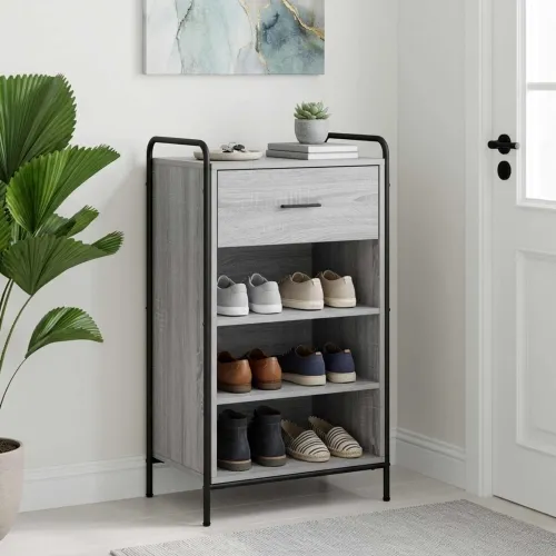 Ormar za cipele 51 x 36,5 x 93 cm Konstruirano drvo Siva Sonoma - Siva Sonoma 51 x 36,5 x 93 cm 1 ladica i 3 police Cijena