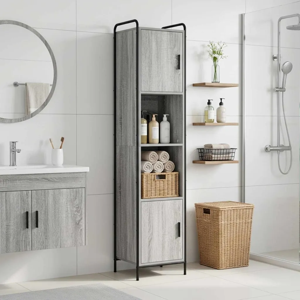Kupaonski ormar Siva Sonoma 46 x 36 x 181 cm Konstruirano drvo - Siva Sonoma