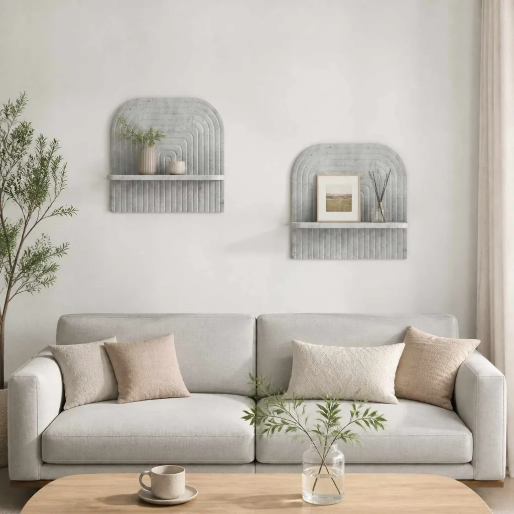 Zidna polica 2 kom. Betonska siva 41 x 13 5 x 37 5 cm - Betonska siva 41 cm