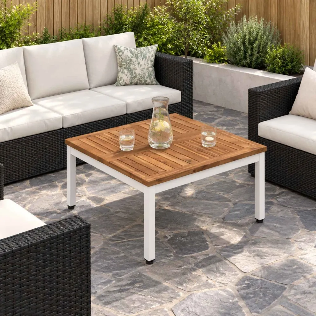 Stolić za kavu NAARDEN Prirodna i bijela 60 x 60 5 x 36 cm - 60 x 60 5 x 36 cm Prirodna i bijela