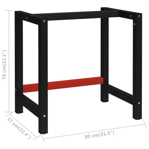 Okvir za radni stol metalni 80 x 57 x 79 cm crno-crveni - 80 x 57 x 79 cm s 1 šipkom Cijena