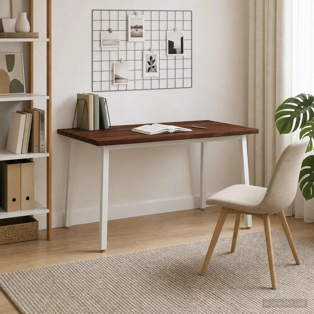 Kvadratni blagovaonski stol 140 x 70 x 75 cm - tamno smeđe i bijele boje 140 x 70 x 75 cm Četvrtasto