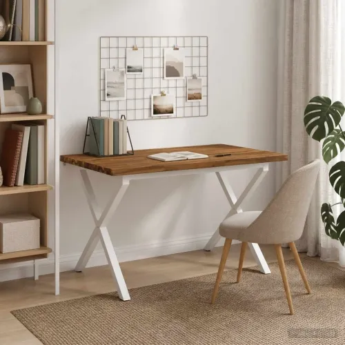 Stol za blagovanje s prirodnim rubom 90 x 55 x 75 cm - Prirodna i bijela 90 x 55 x 75 cm Živi rub Cijena
