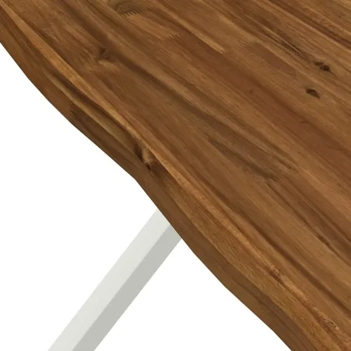 Stol za blagovanje s prirodnim rubom 80 x 80 x 75 cm - Prirodna i bijela 80 x 80 x 75 cm Živi rub Cijena