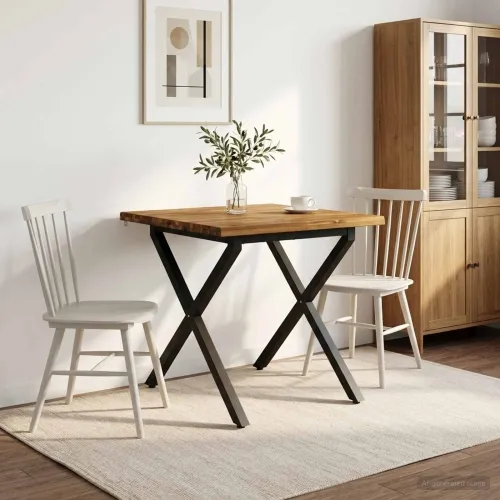 Stol za blagovanje s prirodnim rubom 90 x 90 x 75 cm - Prirodna i crna 90 x 90 x 75 cm Živi rub Cijena