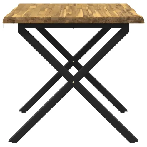 Stol za blagovanje s prirodnim rubom 90 x 90 x 75 cm - Izbijeljena i crna 90 x 90 x 75 cm Živi rub Cijena