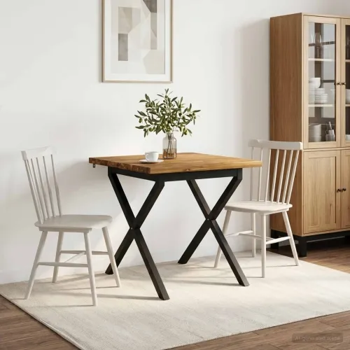 Kvadratni blagovaonski stol 70 x 70 x 75 cm Čvrsto drvo akacije - Prirodna i crna 70 x 70 x 75 cm Četvrtasto Cijena