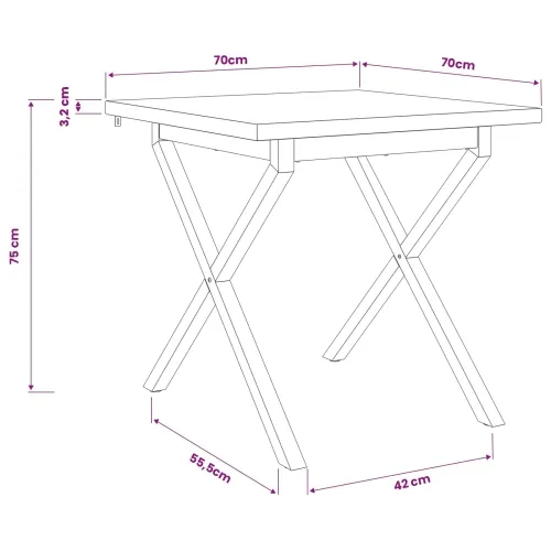 Kvadratni blagovaonski stol 70 x 70 x 75 cm Čvrsto drvo akacije - Prirodna i crna 70 x 70 x 75 cm Četvrtasto Cijena