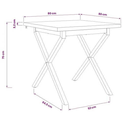 Kvadratni blagovaonski stol 80 x 80 x 75 cm Čvrsto drvo akacije - Prirodna i bijela 80 x 80 x 75 cm Četvrtasto Cijena