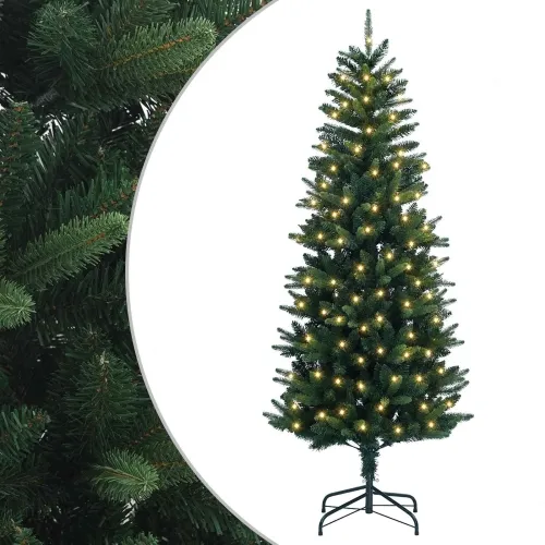 Umjetno božićno drvce s nogom 180 cm 300 LED lampica - 180 cm s LED svjetlima Zelena Cijena